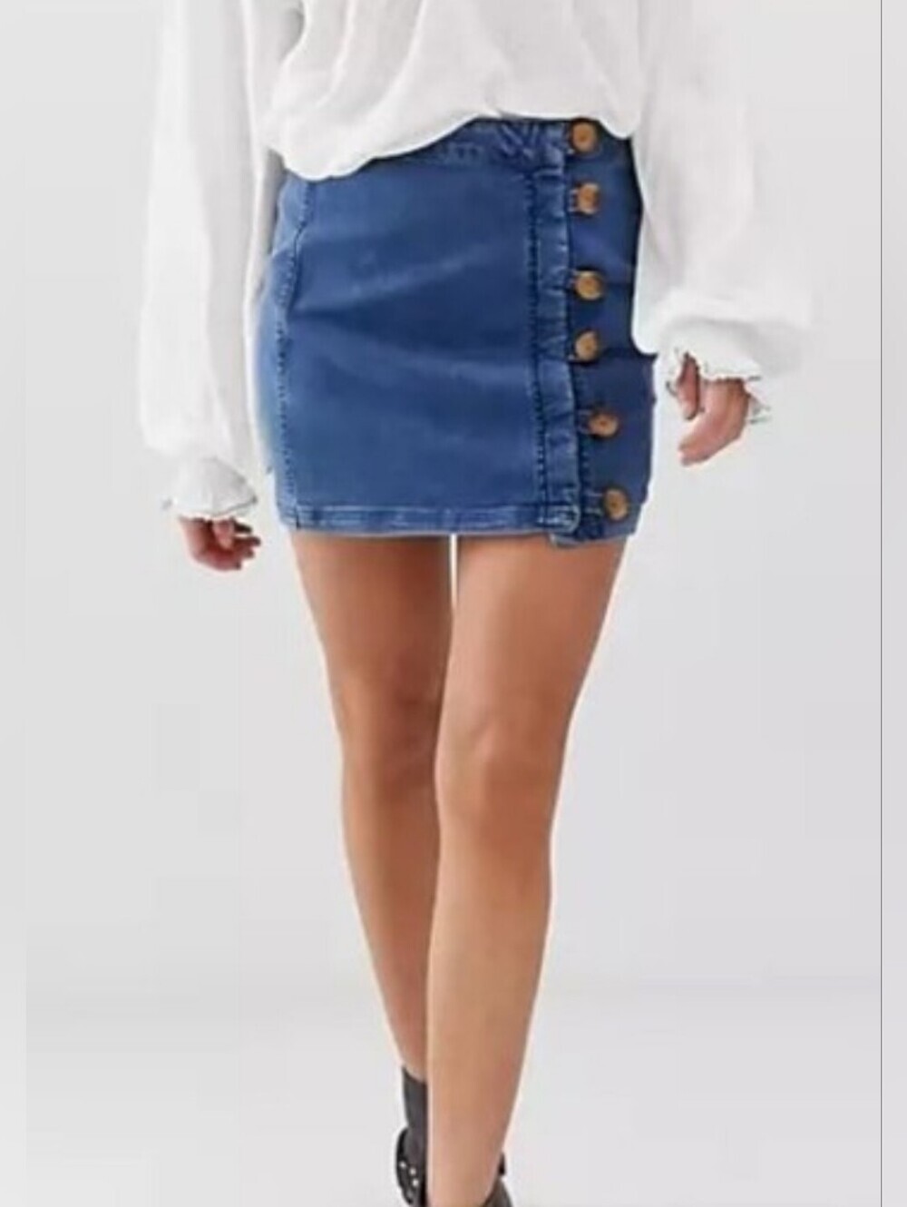 Free People Little Daisy Denim Mini Skirt Sz 4